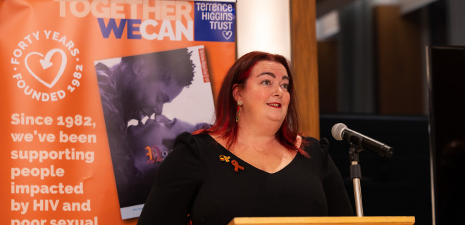 Elizabeth MacRae giving speech