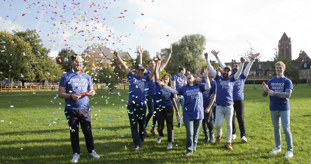 Ribbon Walk London walkers celebrating in field